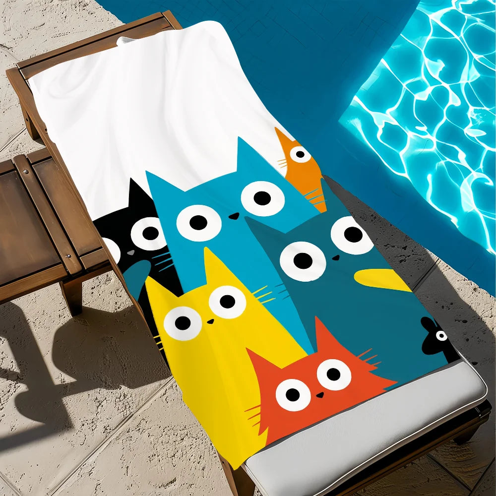 Cute Cat Art Beach Towel | Quick Dry Soft Pool & Travel Towel Quick Dry Beach Towel Peaceful Pleasures Health and Wellness z6 STJ150x200CM