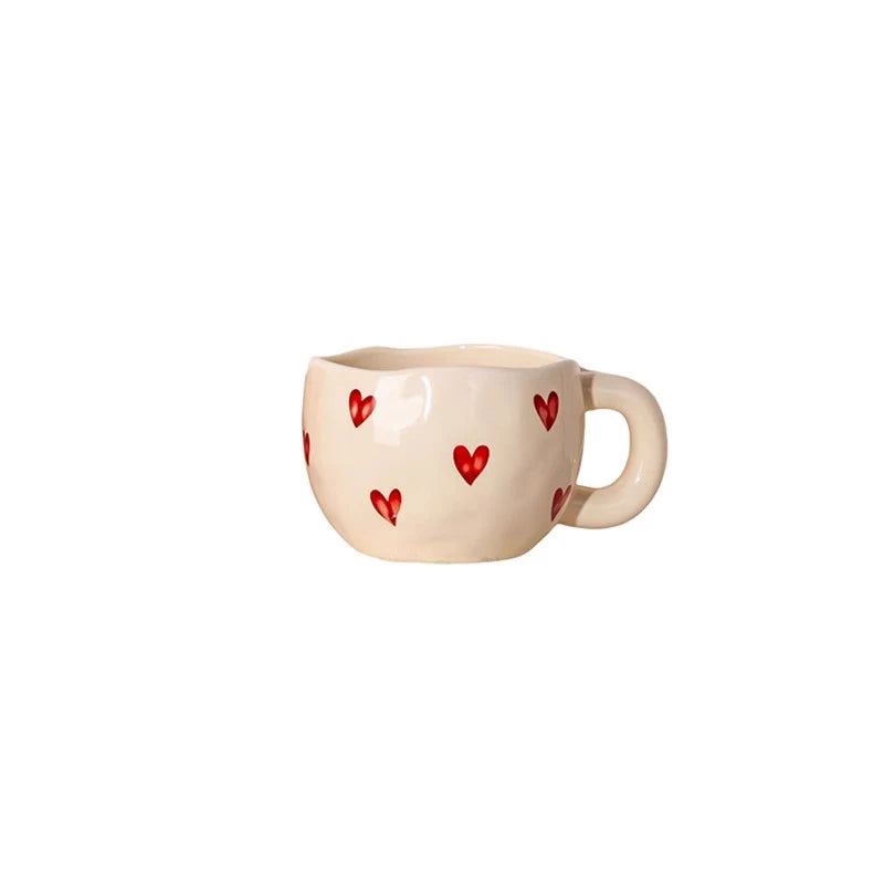 Hand-Painted Heart Ceramic Mug | Romantic Valentine's Day Gift