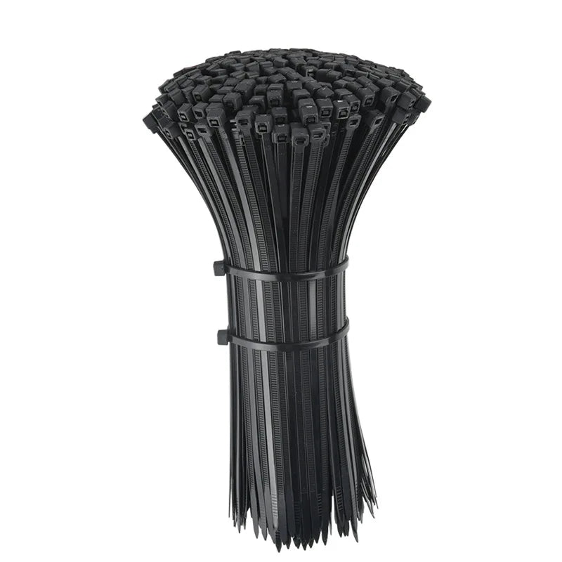 100pcs Nylon Zip Ties Self-Locking | 4, 6, 8, 12 Inch | Black & White