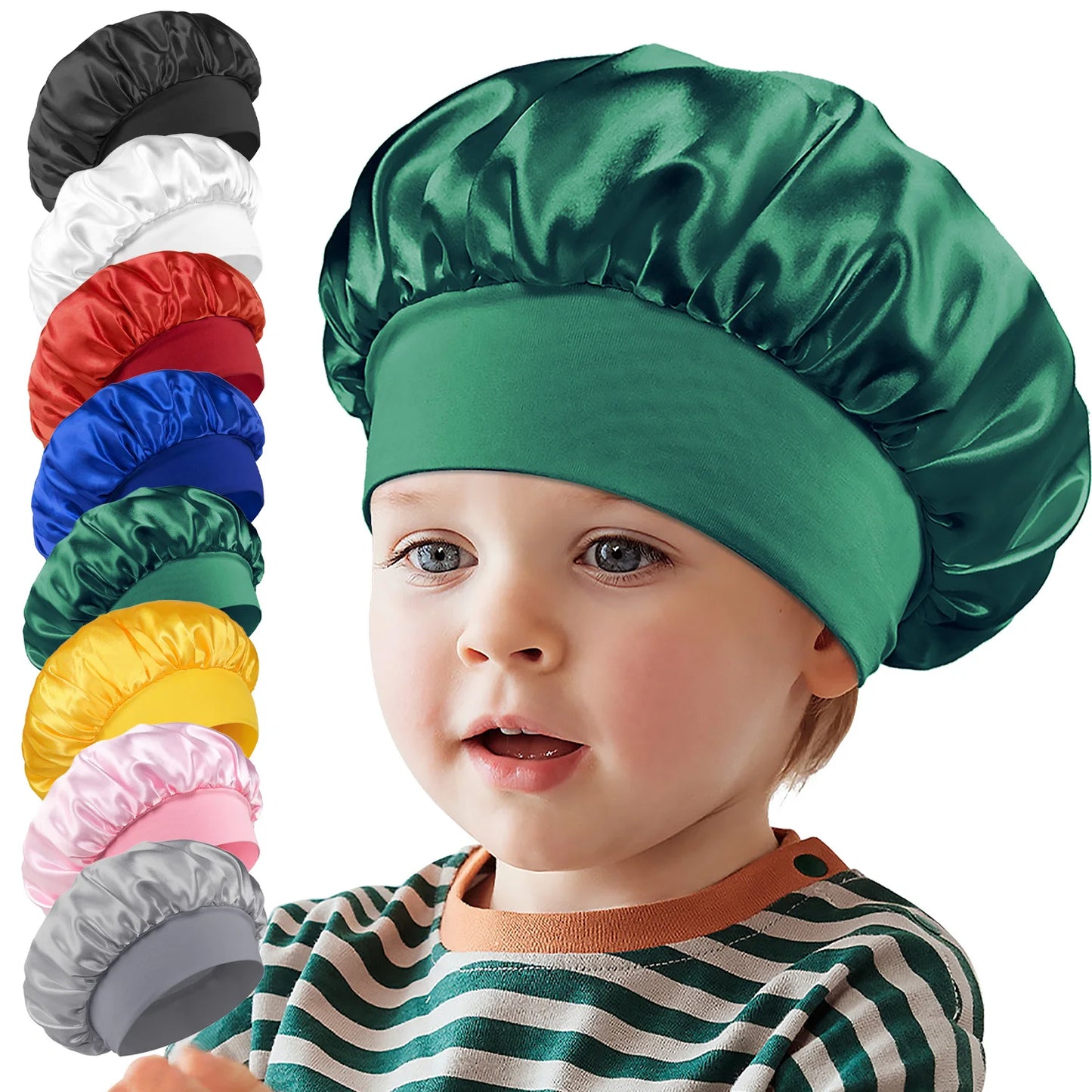 Kids Satin Sleep Cap – Elastic Turban Bonnet for Hair Care