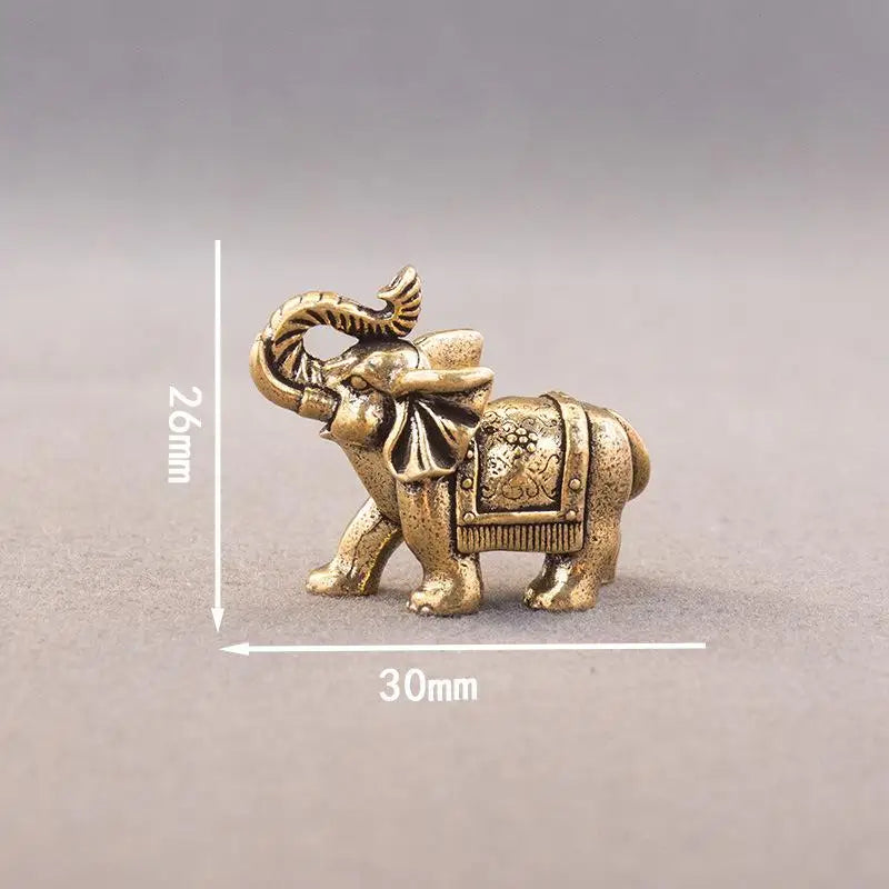 Brass Lucky Elephant Miniature Figurine | Antique Copper Statue