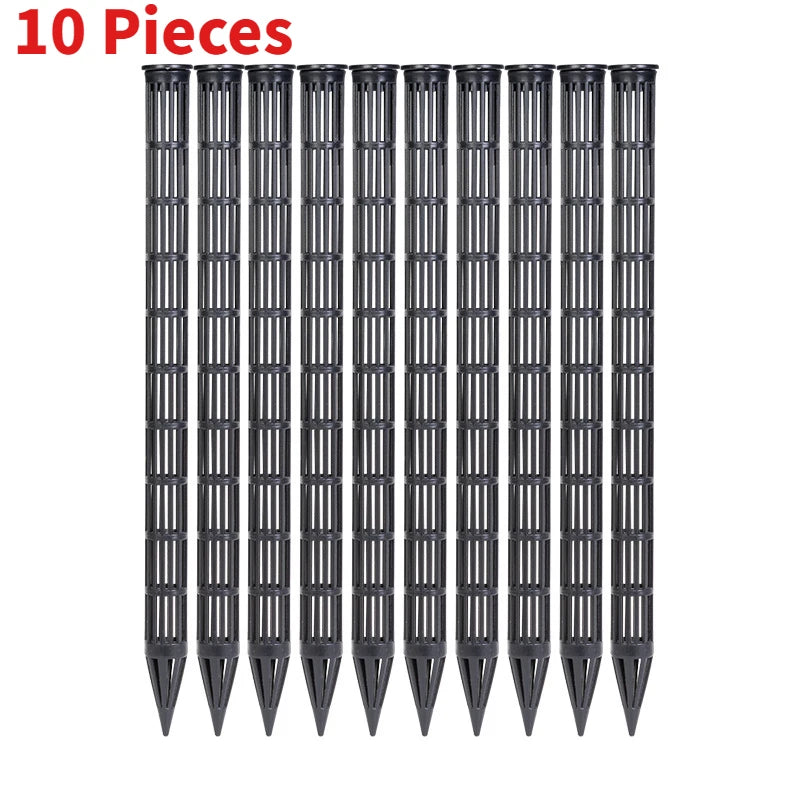 10Pcs Plant Aeration Tubes for Pots Root Rot Prevention Prevent Overwatering for Healthy Roots Wet-dry Cycle gardening Tools Peaceful Pleasures Health and Wellness Black