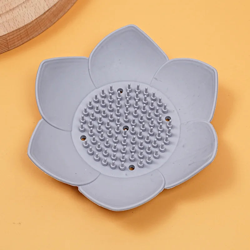 Lotus Silicone Soap Dish with Drainage | Eco-Friendly Holder