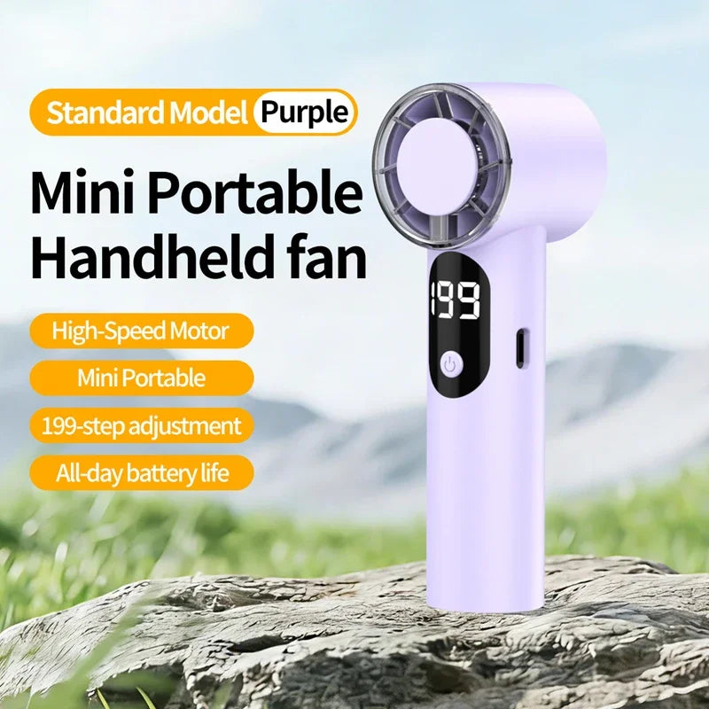 Lenovo Portable Mini Handheld Cooling Fan USB Rechargeable Pocket Desktop High Speed Small Fan for Outdoor Office Travel Peaceful Pleasures Health and Wellness Purple