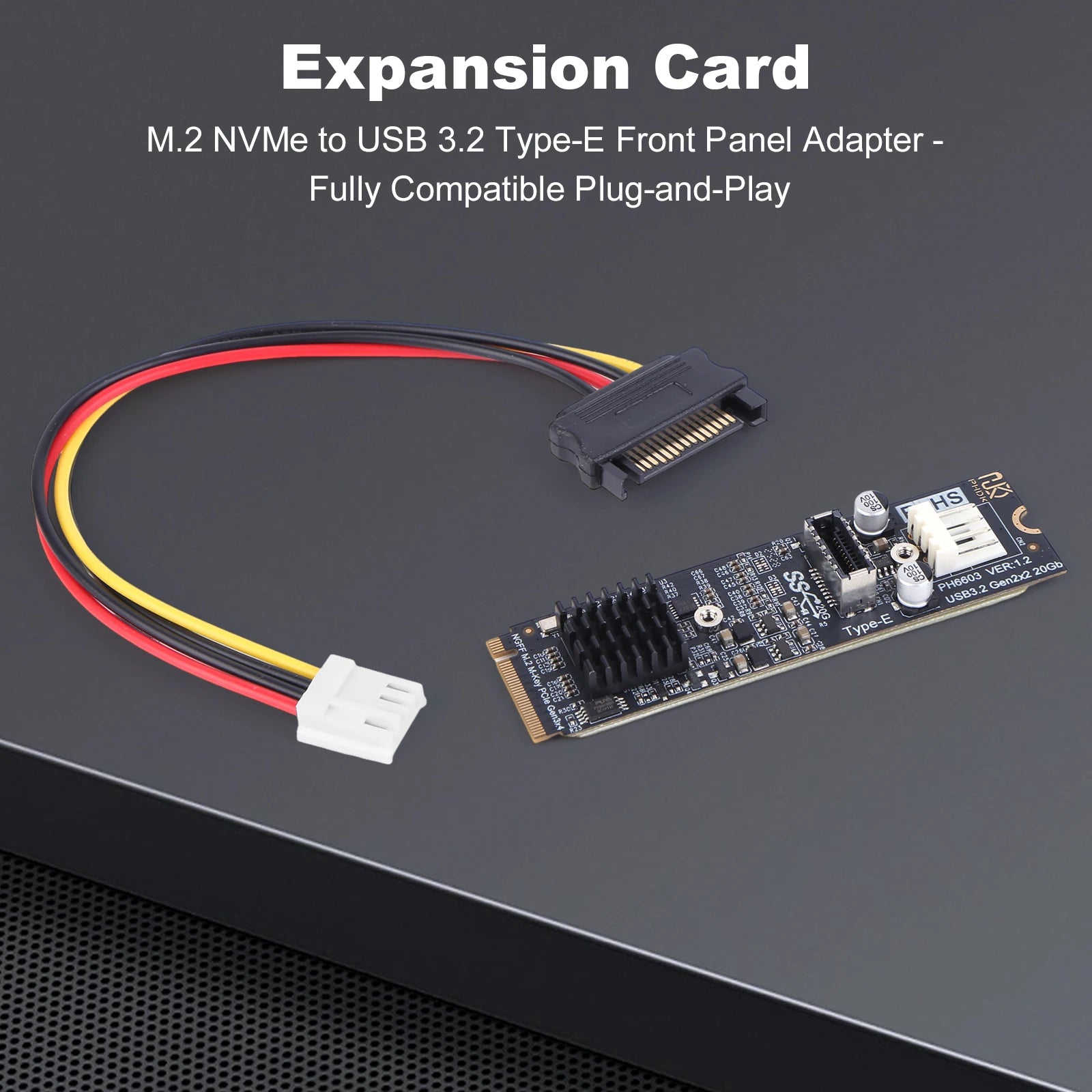 M.2 to TYPE-E Adapter 20Gbps High Speed M.2 M Key NVME PCIe to USB 3.2 Front Panel Expansion Card for Desktop PC Peaceful Pleasures Health and Wellness