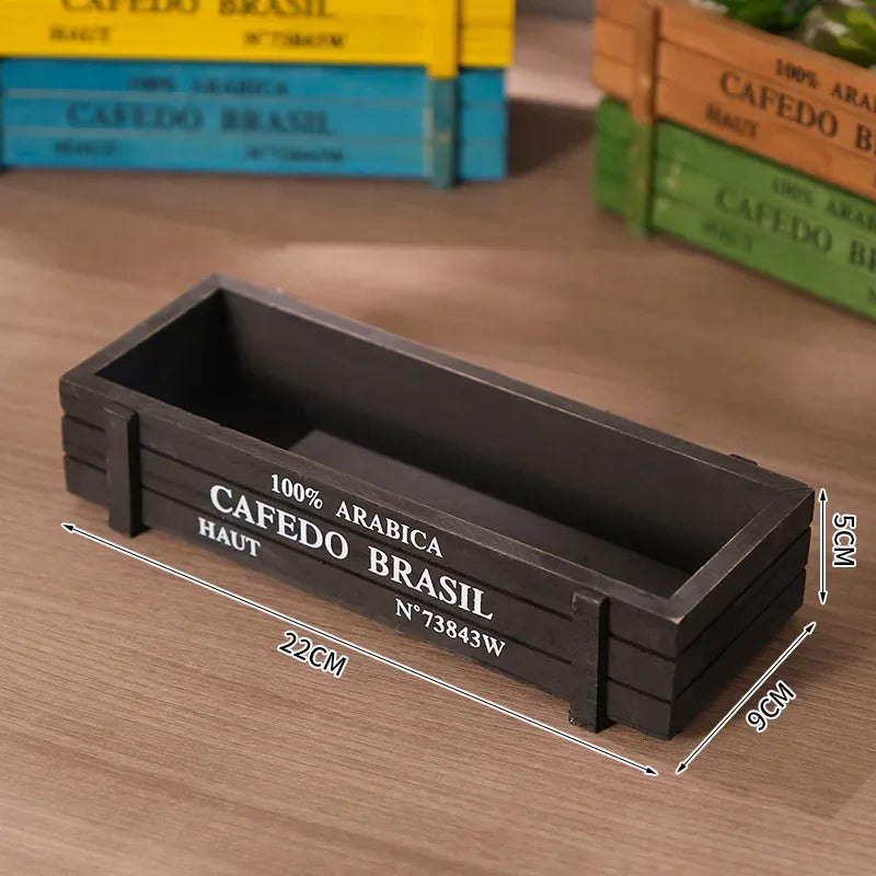 Retro Vintage Wooden Storage Box | Succulent Planter & Organizer