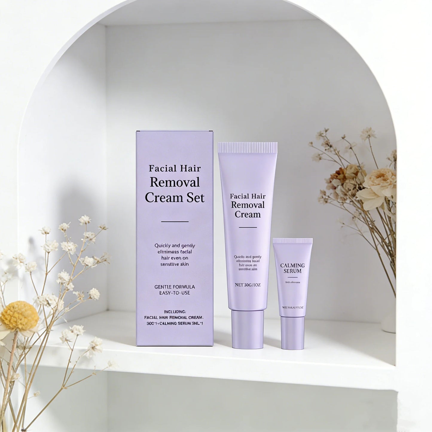 Women's Hair Removal Cream Set with Calming Face Essence