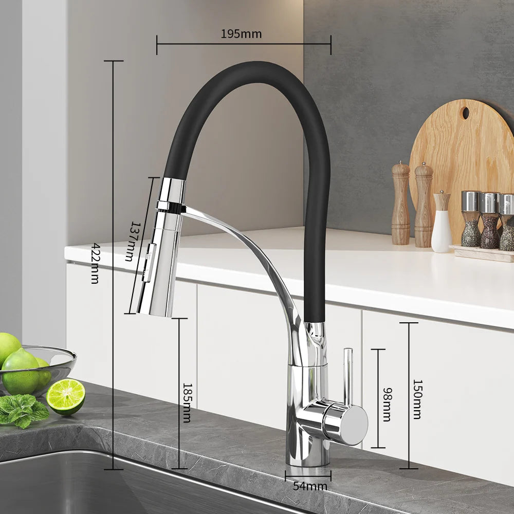 AOGUTU Brass Pull-Down Kitchen Faucet | Hot & Cold Mixer Tap