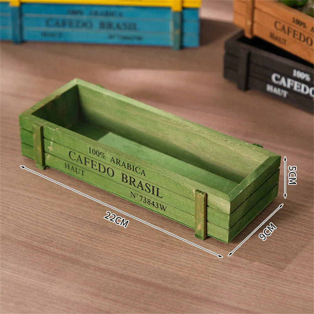 Retro Wooden Storage Box | Succulent Planter & Desk Organizer