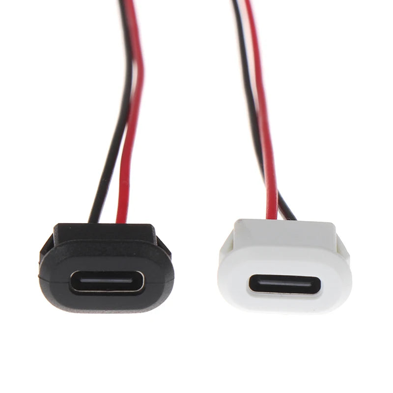 1pcs 2Pin USB-C Type Waterproof USB Contor Direct Compression Female Base Socket Charging Interface With Welding Wire Peaceful Pleasures Health and Wellness