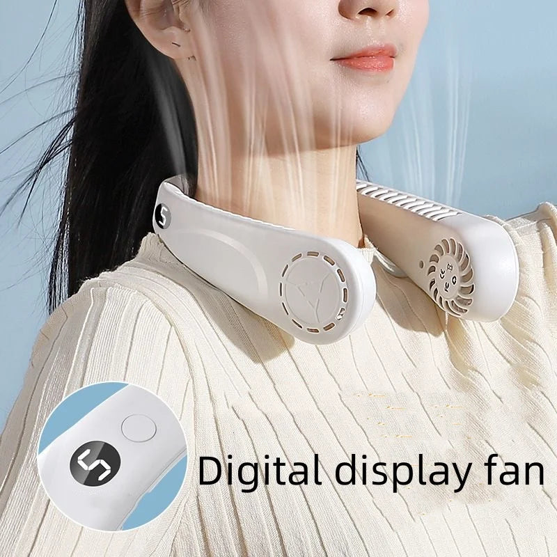 Bladeless Neck Fan Wearable Personal Fan Safe Quiet Cooling Strong Wind USB Rechargeable for Office Home Travel Peaceful Pleasures Health and Wellness