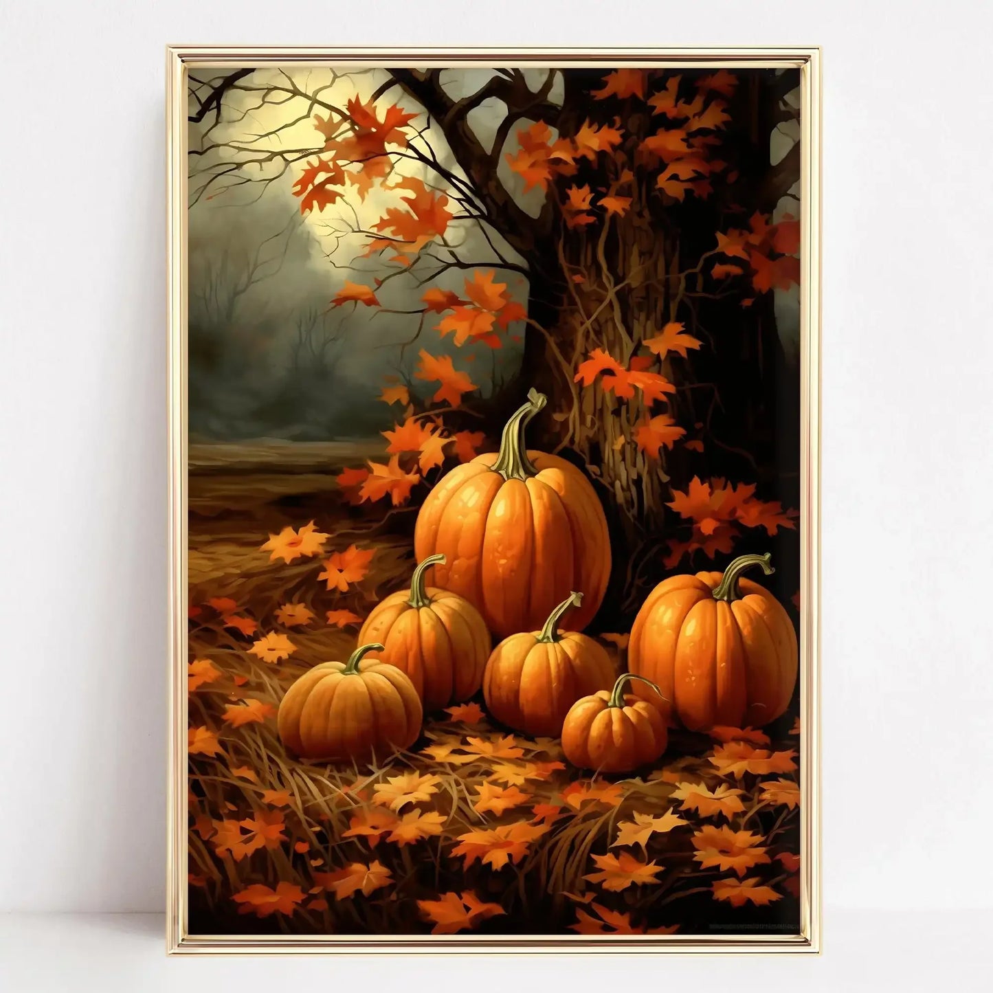 Autumn Forest Path Canvas Print | Golden Leaves Wall Art