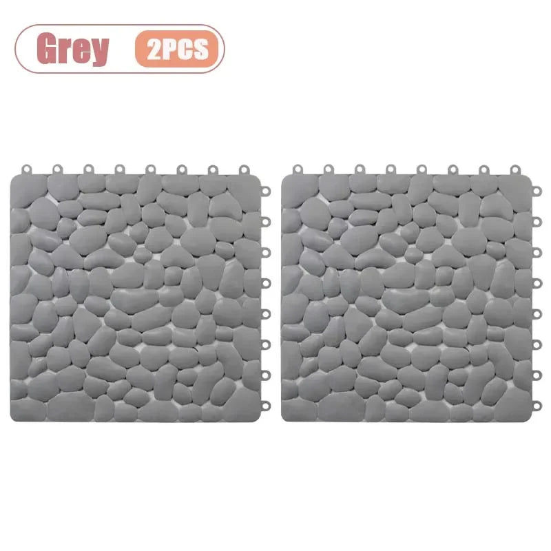 Non-Slip Pebble Bath Mat 30×30cm | Waterproof Splicing Shower Pad