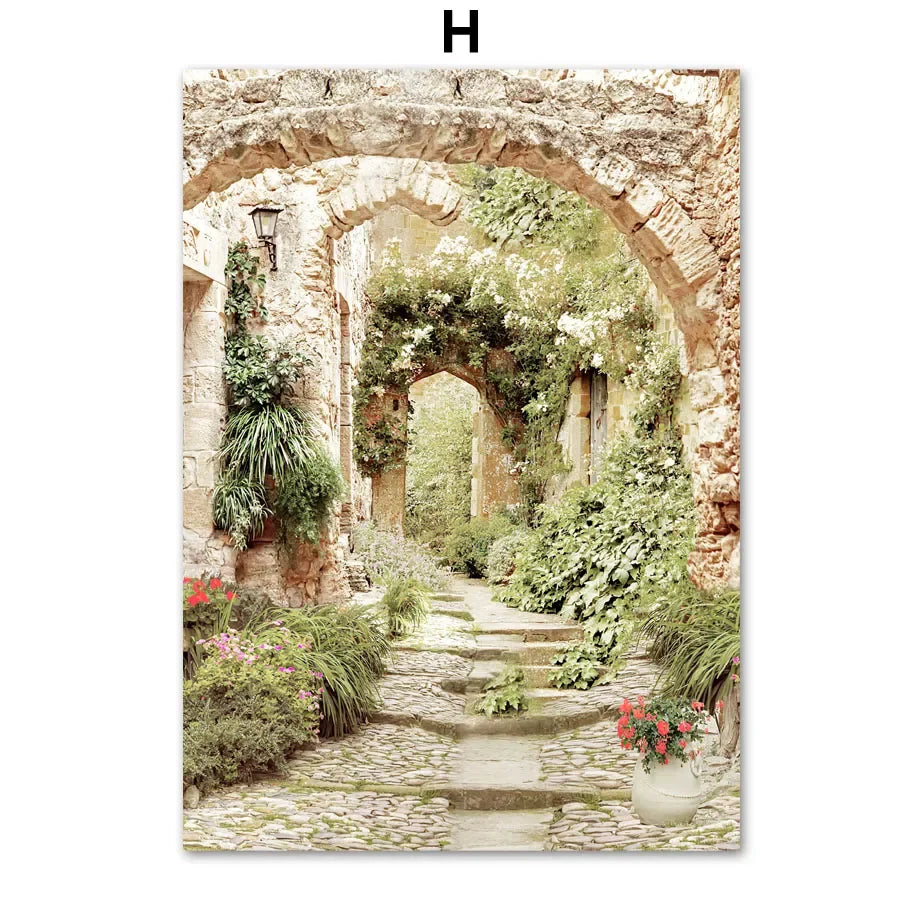 Italy Tuscany Canvas Wall Art | Mediterranean Town Print Poster