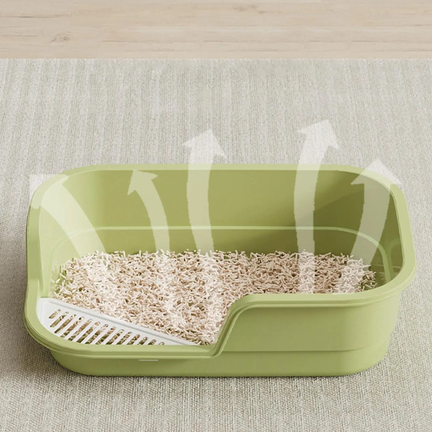 Semi-Enclosed Cat Litter Box with Scoop | Odor Control & Easy Clean