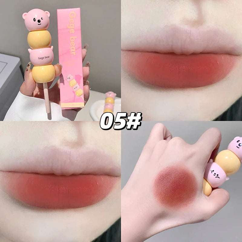 Gege Bear Velvet Matte Lip Mud – Peach Pink Liquid Lipstick