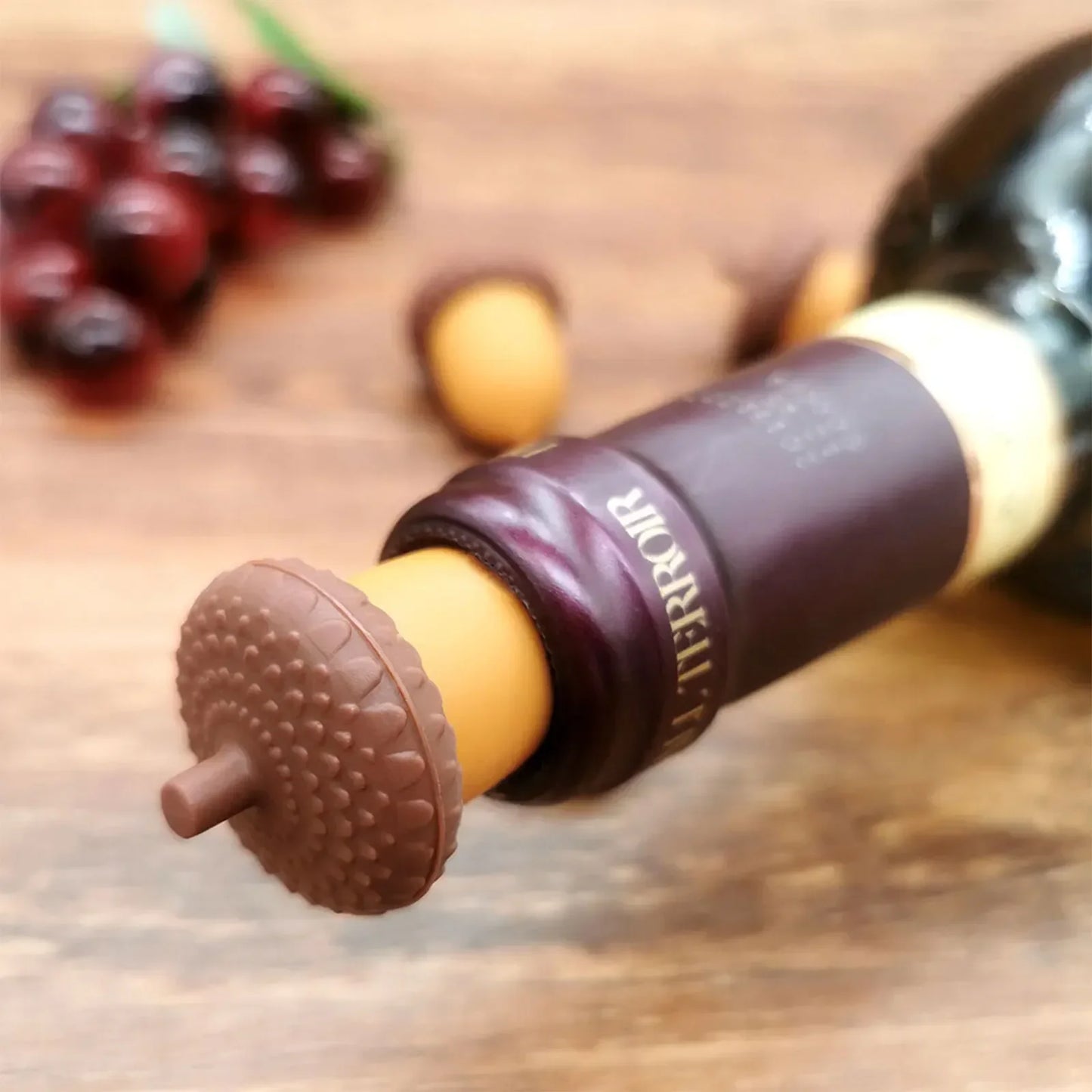 Silicone Wine Bottle Stoppers – Pinecone & Chestnut Design Wine Bottle Stopper Peaceful Pleasures Health and Wellness