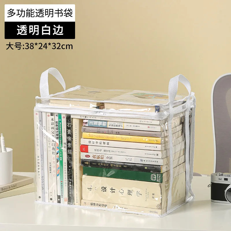 Foldable Book Box Student Dormitory Classroom Organizer Transparent