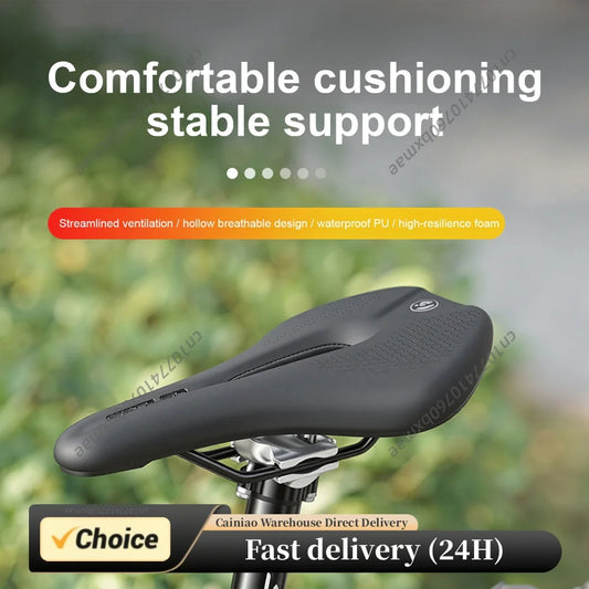 Hollow Bike Saddle Comfortable Waterproof Ergonomic Design Bicycle Seat Breathable Shock-Absorbing for Men and Women MTB & Road Peaceful Pleasures Health and Wellness