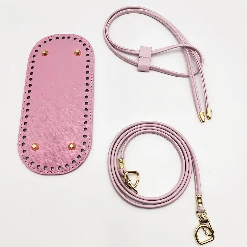 Crochet Handbag DIY Kit – PU Leather Bag Base, Strap & Chain