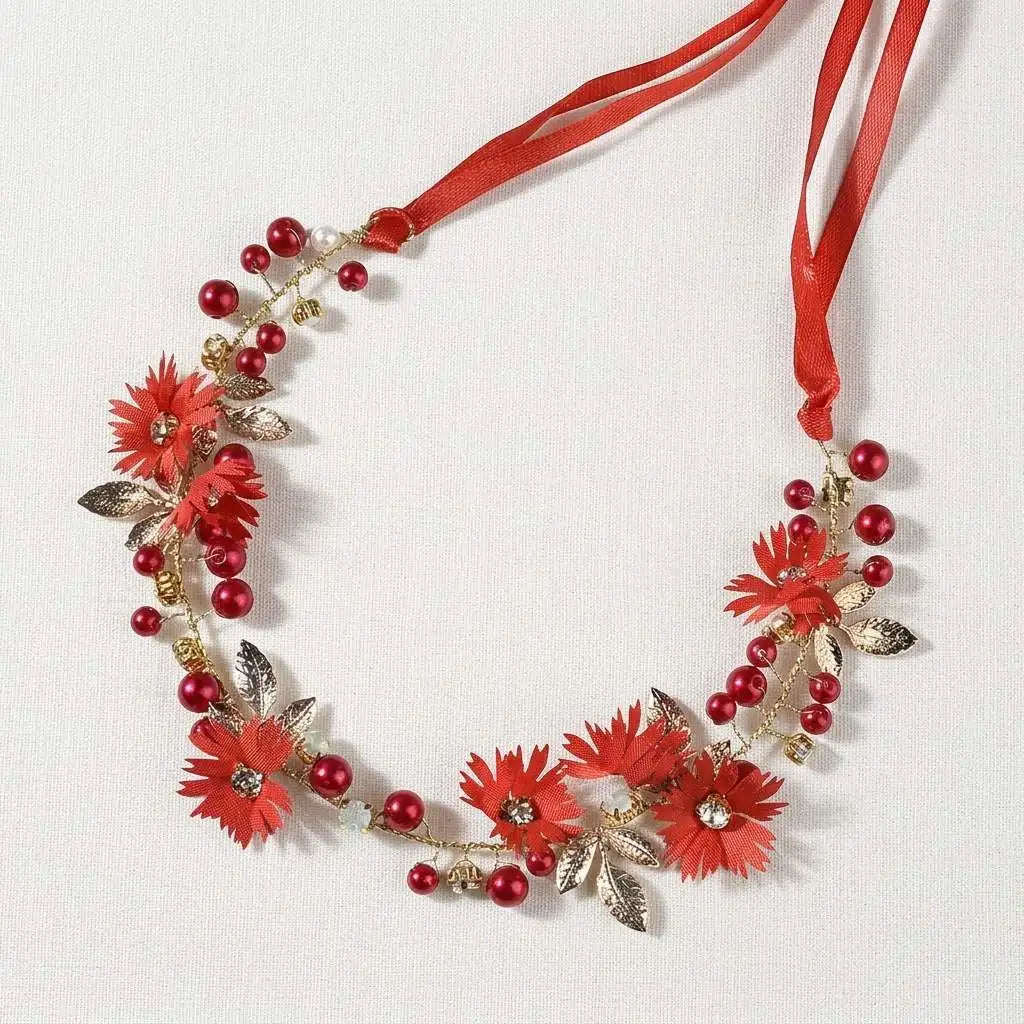 Red Crystal Twist-Beads Hairband Set of 3 for Bridesmaids Wedding Party Peaceful Pleasures Health and Wellness