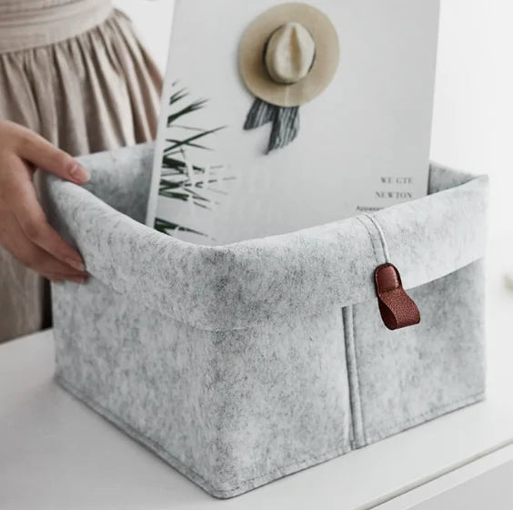 Various Clothes Felt Storage Baskets for Home Bathroom Office Toy Underwear Laundry Bucket Sundries Box for Dormitory Peaceful Pleasures Health and Wellness light gray