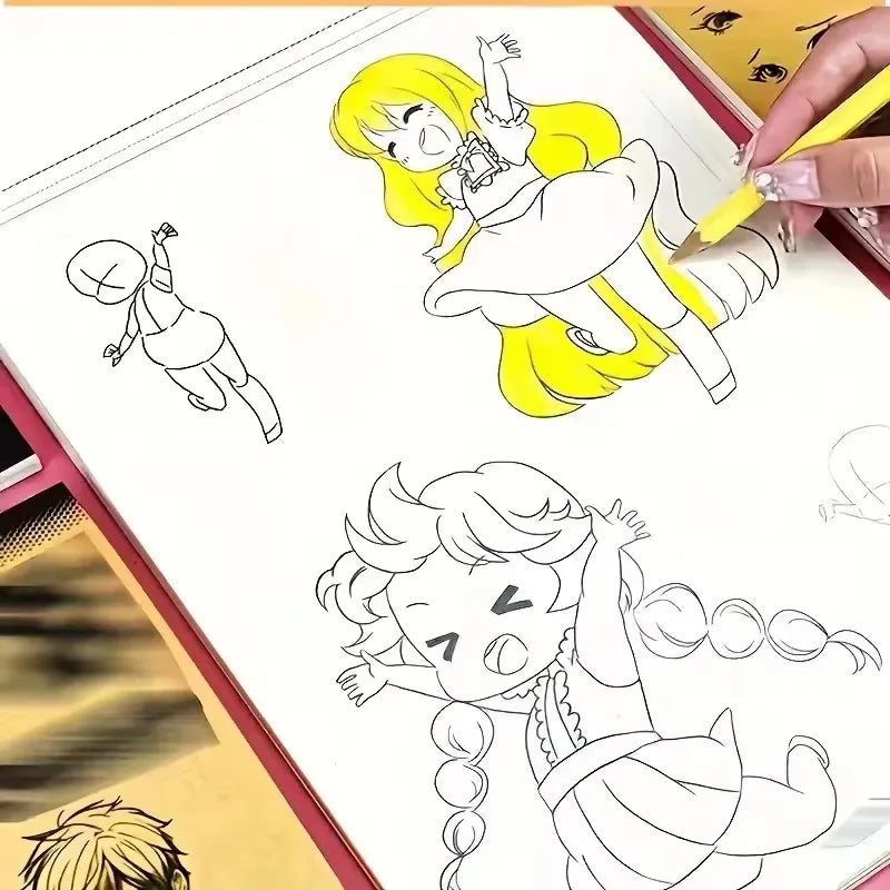 Anime Character Line Art Drawing Book Beginners 48 Pages Simple