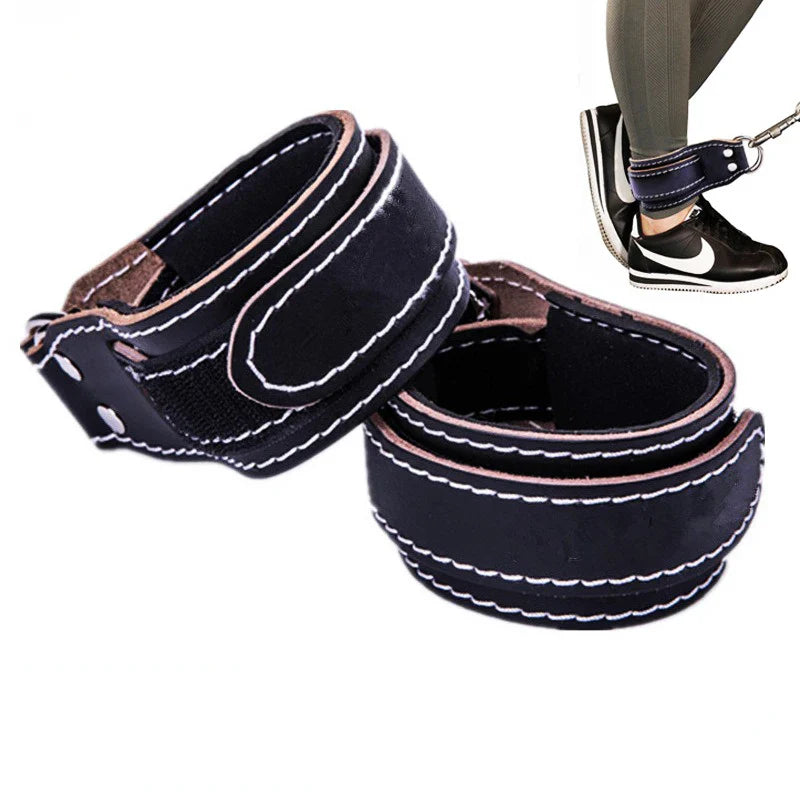 Cowhide Leather Ankle Straps – Adjustable D-Ring Gym Cuffs