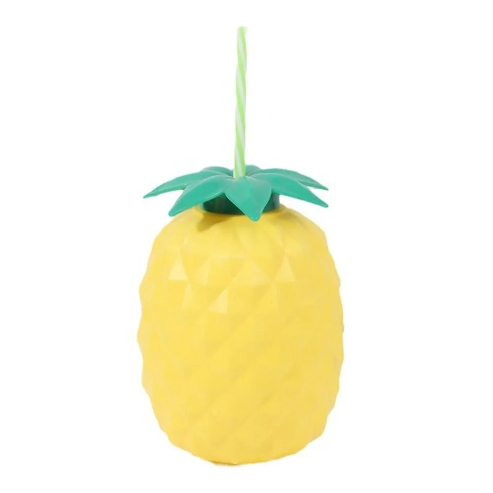 Lovely Cartoon Fruit Straw Cup Strawberry Pineapple Food Grade Plastic Drinkware Tea Milk Juice Multicolor Fruit Cup Summer Peaceful Pleasures Health and Wellness yellow-big pineapple <0.25L