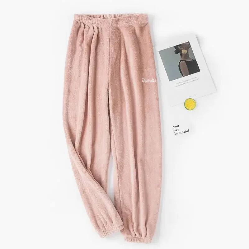 Coral Fleece Pajama Pants – Thick Plush Wide Leg Winter Lounge