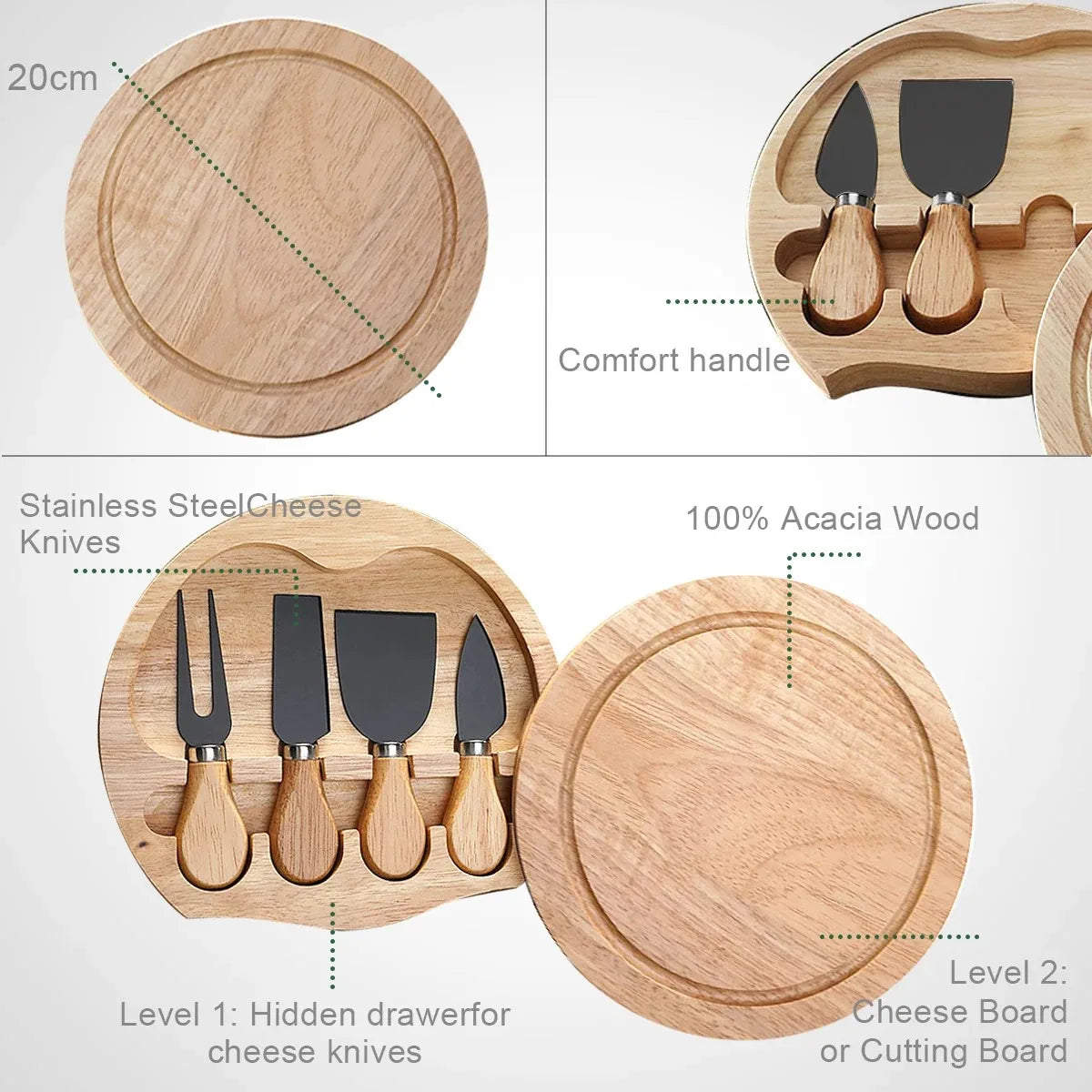 Cheese Knives Set for Charcuterie Boards and Cutlery, Stainless Steel Cheese Knife Set Collection, Kitchen Gadgets Peaceful Pleasures Health and Wellness