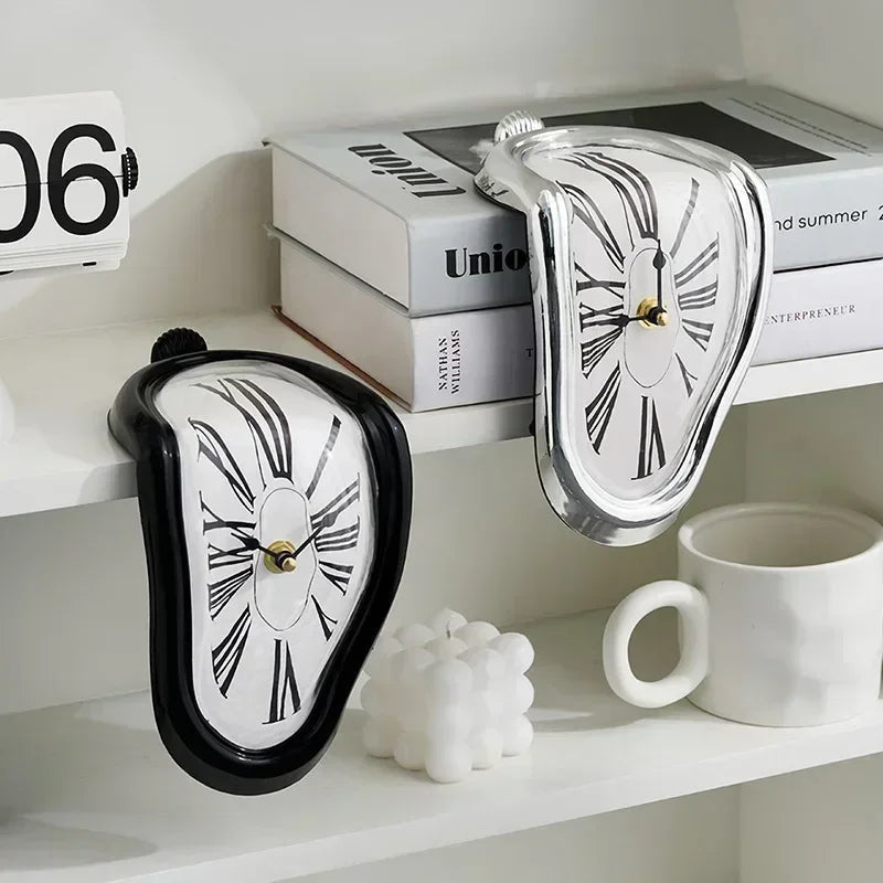 2024 New Novel Surreal Melting Distorted Wall Clocks Surrealist Salvador Dali Style Wall Watch Decoration Gift Home Garden Peaceful Pleasures Health and Wellness