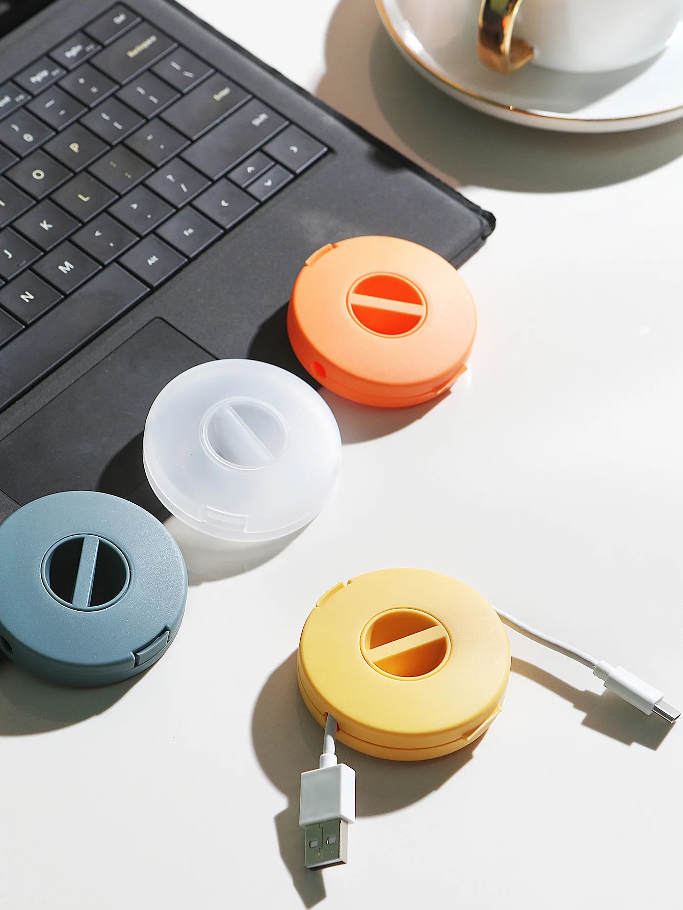 1pcs Portable Charger Cord Holder Round Storage Cable Winder Retractable Cable Management Flexible USB Wire Cord Reel Peaceful Pleasures Health and Wellness