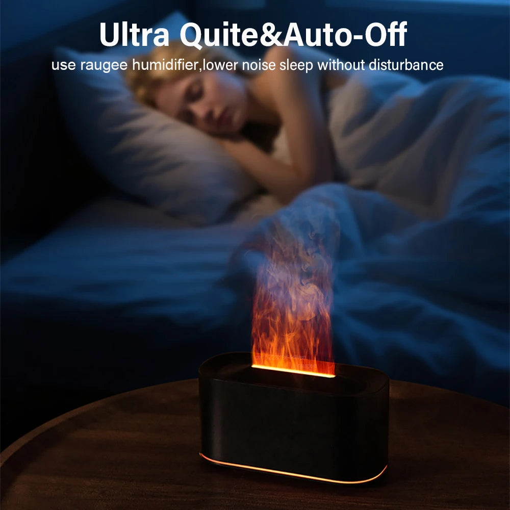 Air Aroma Humidifier USB Desktop Flame Humidifier for Home Mini Air Humidifier Fragrance Essential Oil Diffuser with Night Light Peaceful Pleasures Health and Wellness