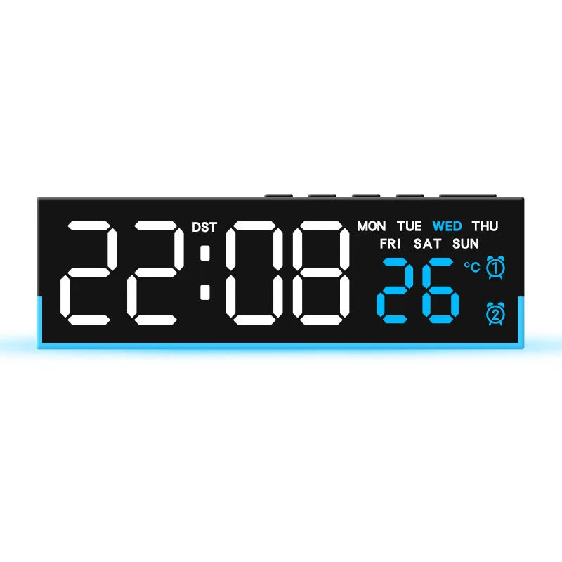 LED Digital Alarm Clock – Dual Alarm, Temp & Ambient Light