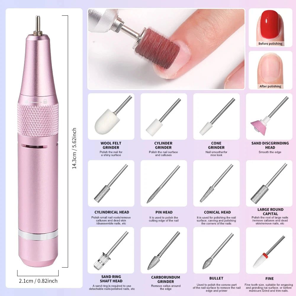 35000RPM Electric Nail Polisher - Professional Gel Nails Care, Rechargeable Portable Nail File Manicure Tool Peaceful Pleasures Health and Wellness