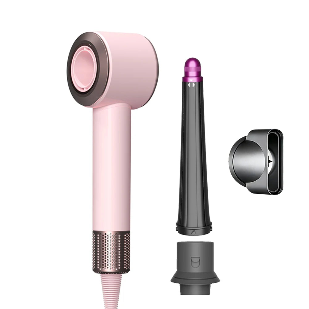 2 IN 1 Airwrap Hair Dryer High Speed Brushless Motor Negative Ionic Blow Dryer Multi-Function Salon Hair Styler Tools Peaceful Pleasures Health and Wellness Pink EU