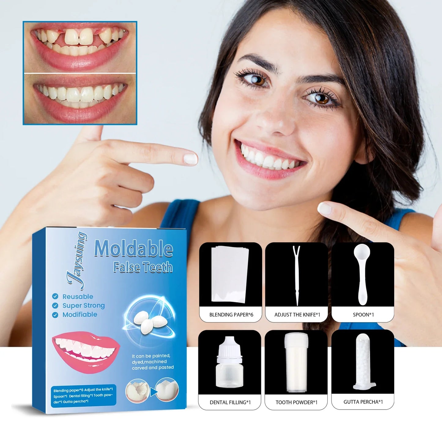 Moldable Tooth Gel Kit – Vampire Teeth & Gap Filler for Cosplay