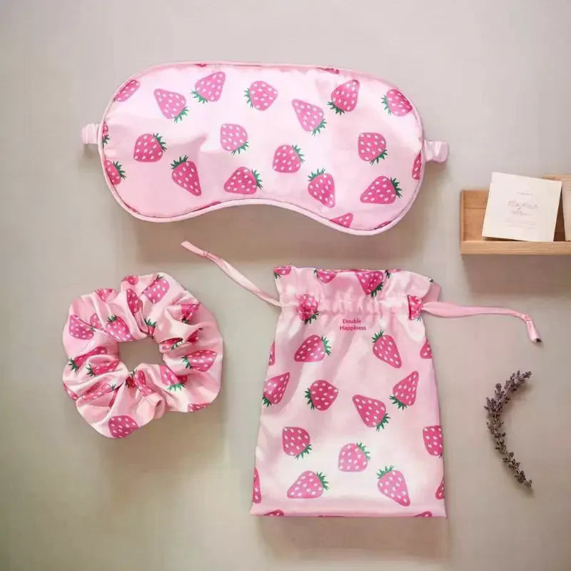 Artificial Silk Fabric Sleep Mask Elastic Headband Travel Blindfold Eye Cover Hair Rope With Storage Bag For Relief Easy Peaceful Pleasures Health and Wellness