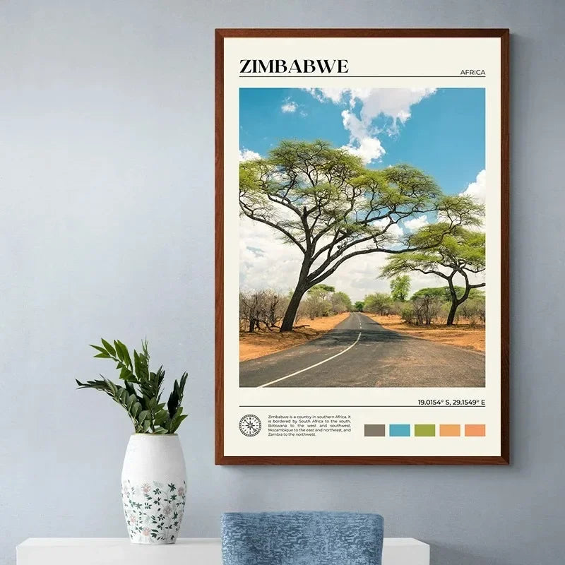 Canvas Painting Wall Art Picture Zimbabwe Somalia Morocco Ethiopia Cape Town Africa Travel Study Poster for Room Office Decor Peaceful Pleasures Health and Wellness