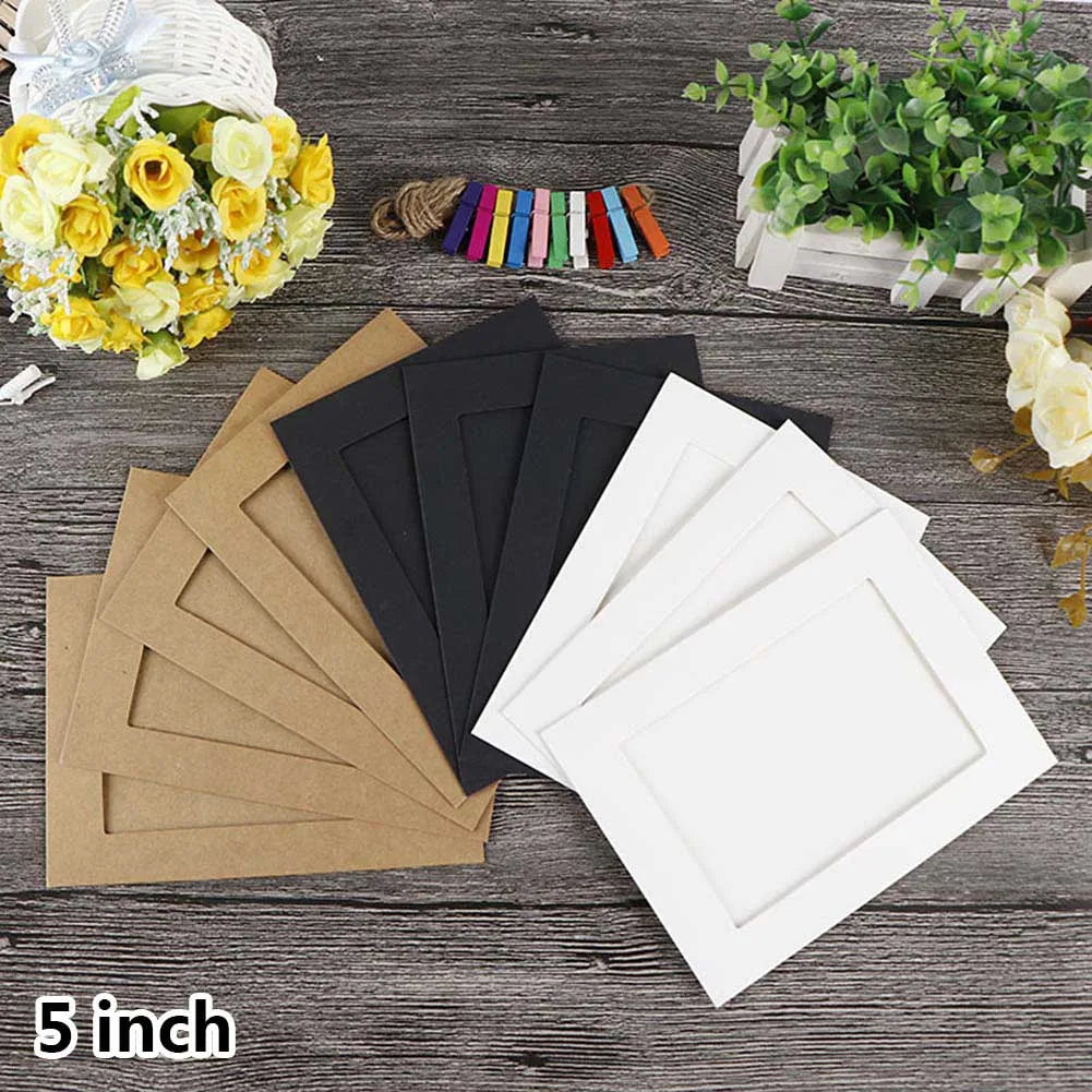 10pcs Photo Frame DIY 5/7 Inch Kraft Paper Hanging Wall Picture Album Decoration For Home Photo Frame Home Peaceful Pleasures Health and Wellness 5inch 10pcs