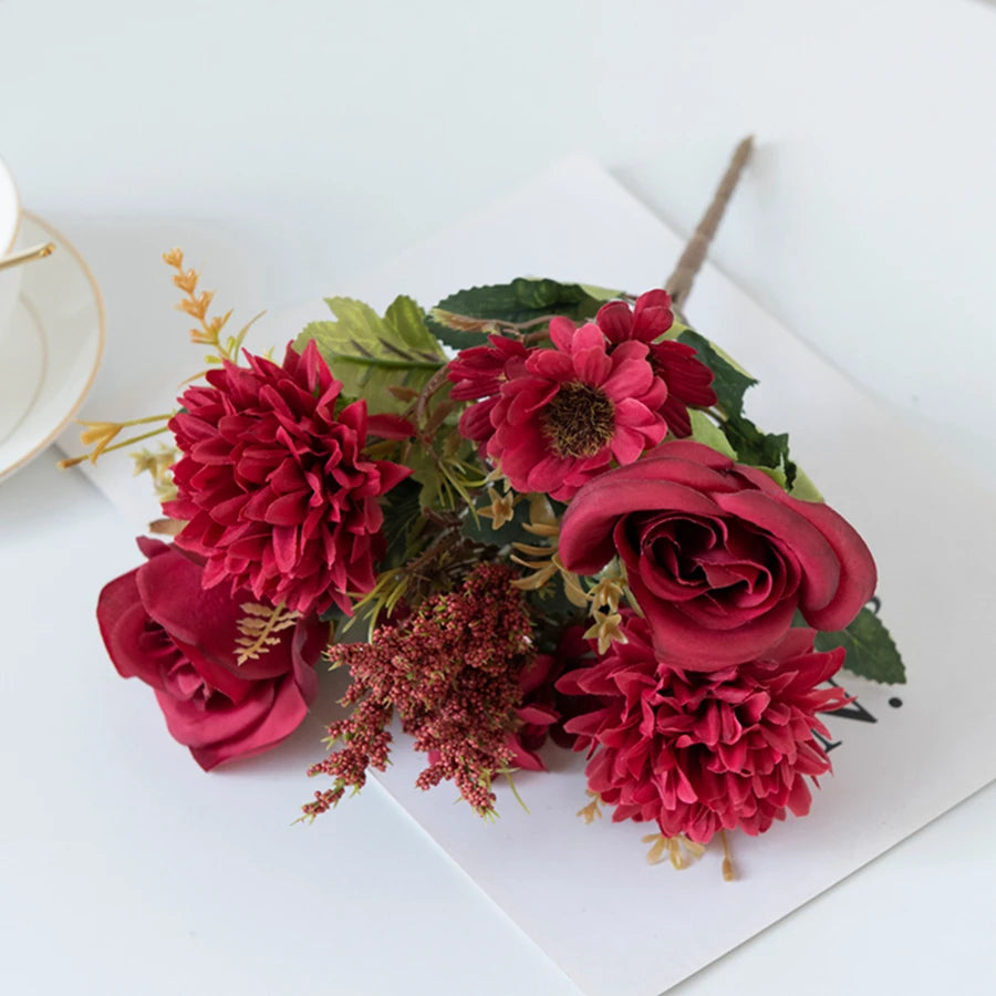 Artificial Silk Rose & Daisy Ball Flowers 3/5 Pcs – Wedding Decor