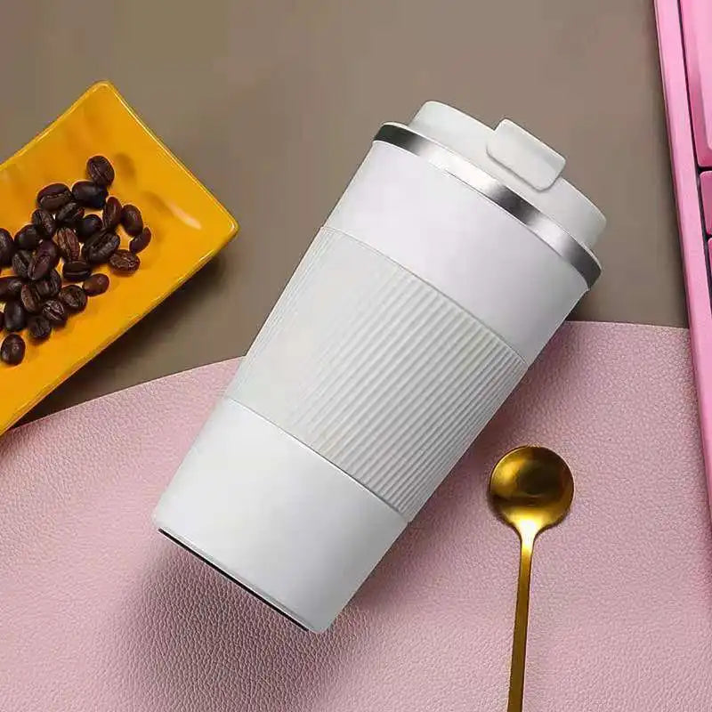 Stainless Steel Vacuum Insulated Car Coffee Cup | 6–12Hr Insulated Travel Mug Peaceful Pleasures Health and Wellness WHITE 380ml