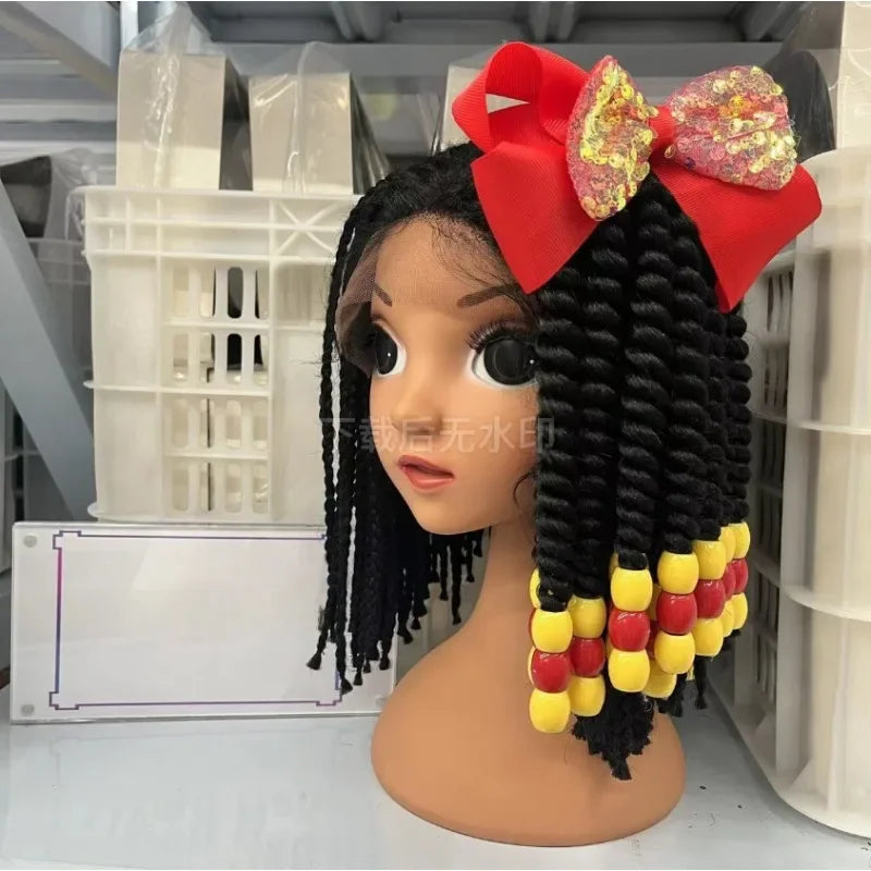 Custome- Braded Ponytails for Kids 8in Kids Box Braid Ponytail Hair Extension Synthetic with Big Bubbles Balls Peaceful Pleasures Health and Wellness