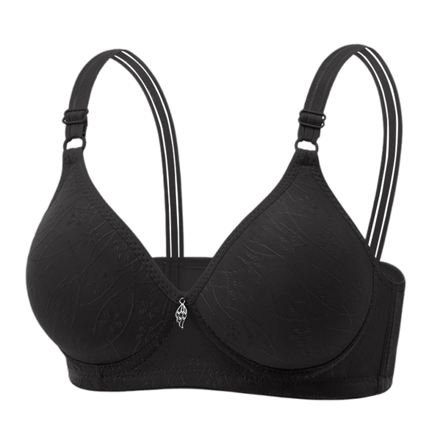 Traditional Style Women's Bra with Bamboo Charcoal Inner Cup Thin Molded Cup for Middle-Aged And Elderly Comfortable Underwear Peaceful Pleasures Health and Wellness Black 36