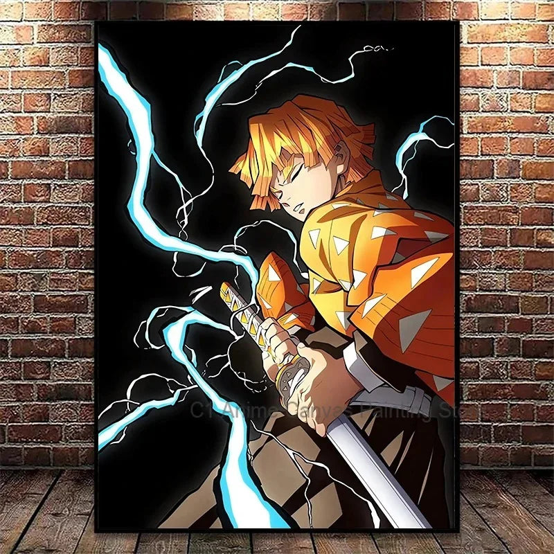 Japanese Anime Demon Slayer Wall Art Poster Nezuko and Tanjiro Home Decor Prints Living Room Bedroom Canvas Painting Mural Gifts Peaceful Pleasures Health and Wellness