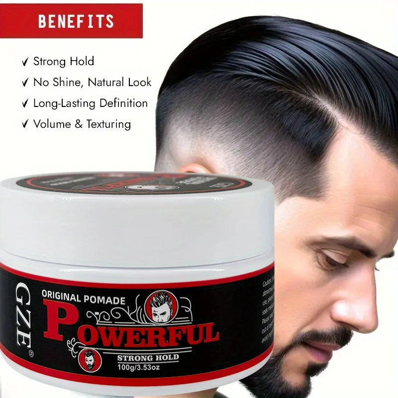 GZE Men's Pomade – Strong Hold, Shine & Frizz Control 100g