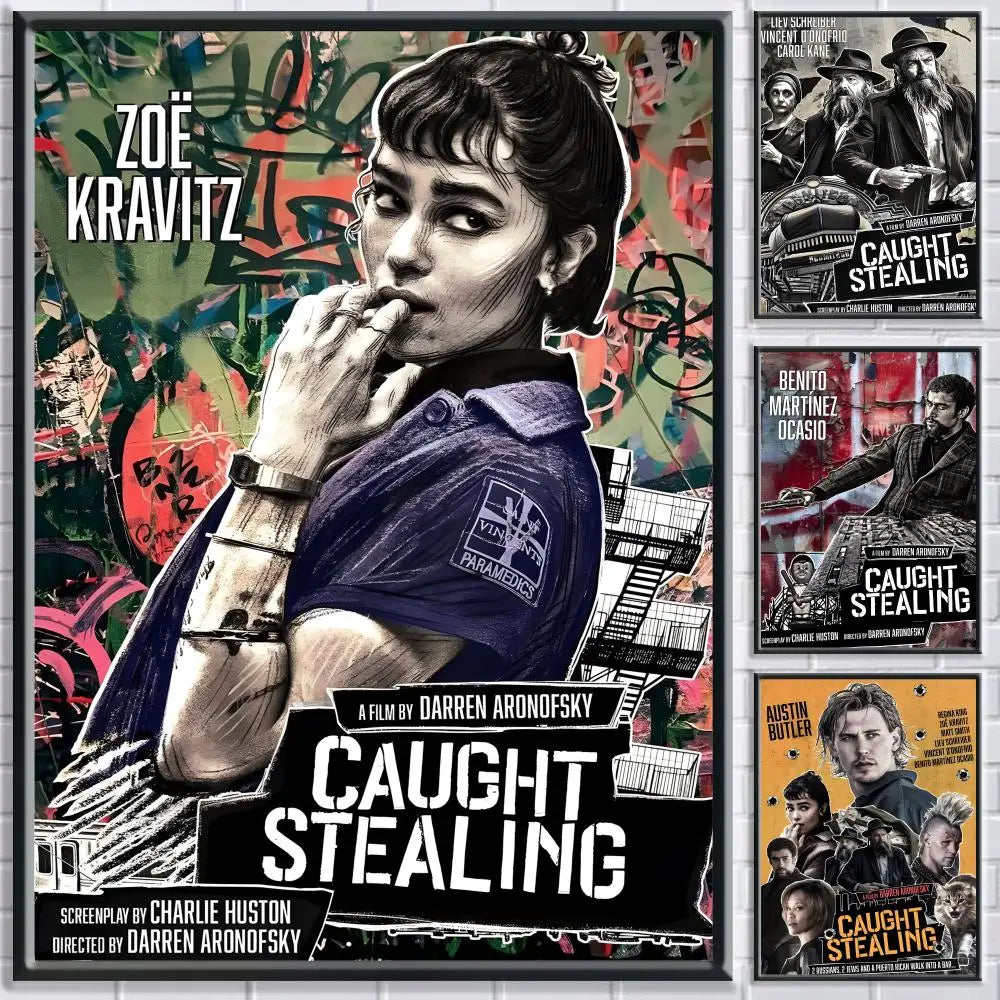 C-Caught Stealing Movie Poster – HD Self-Adhesive Wall Art Movie Wall Poster Peaceful Pleasures Health and Wellness