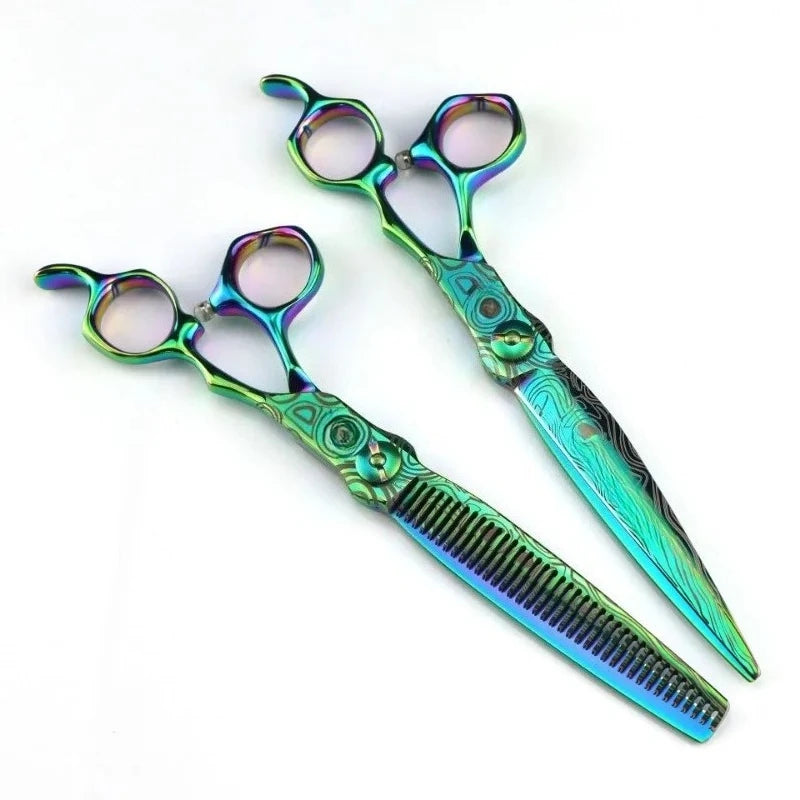 Professional Green JP440c Steel 7 '' Damask Pattern Hair Scissors Haircut Thinning Barber Cutting Shears Hairdresser Scissors Peaceful Pleasures Health and Wellness