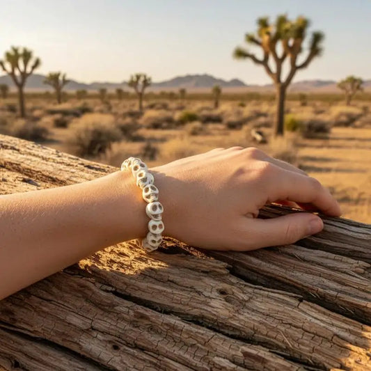 Punk Skull Beaded Bracelet | Gothic Unisex Skeleton Bangle Beaded Bracelet Peaceful Pleasures Health and Wellness